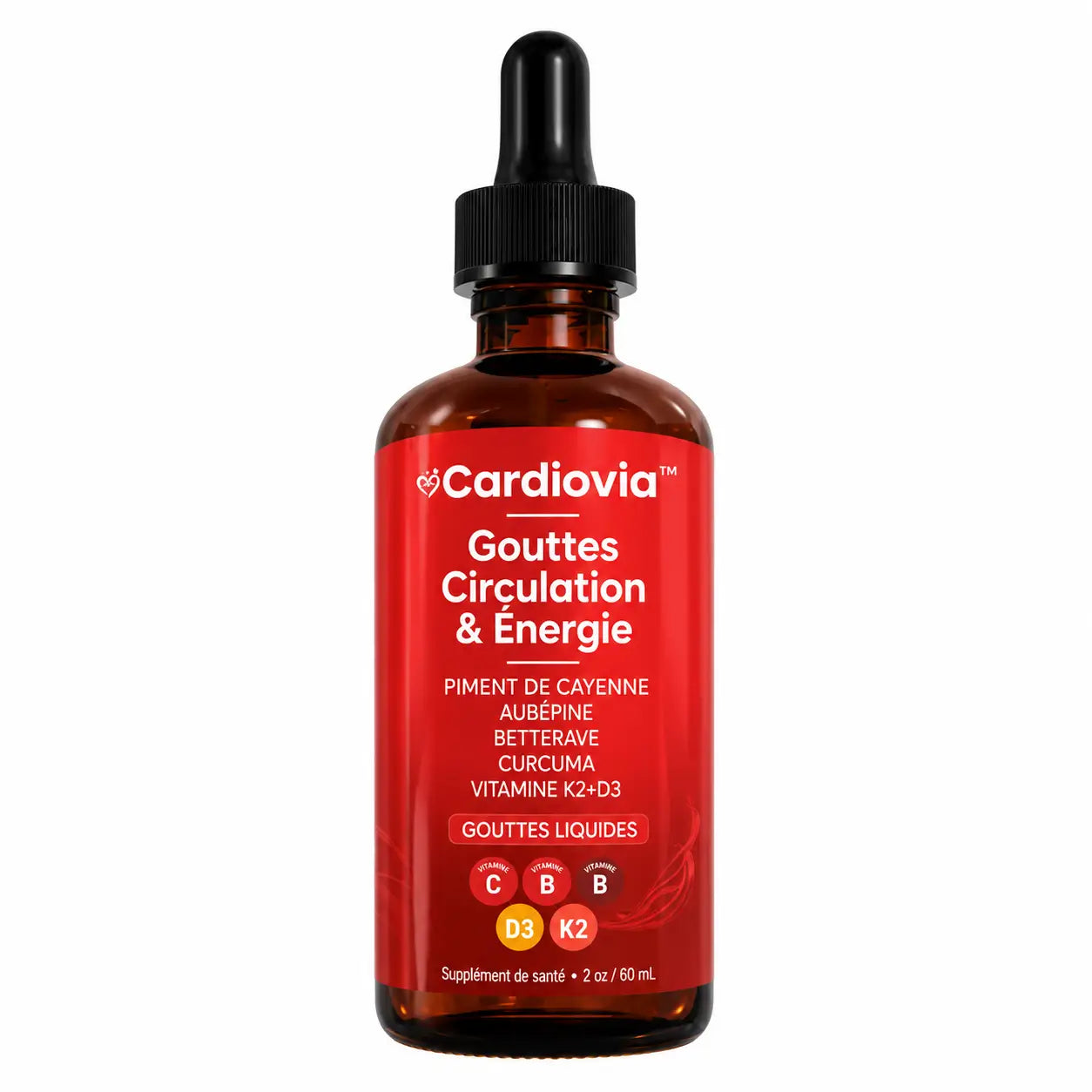 Cardiovia™ Gouttes Circulation & Énergie | Favorisent une bonne circulation sanguine et vous aident à retrouver plus d'énergie en seulement 7 jours