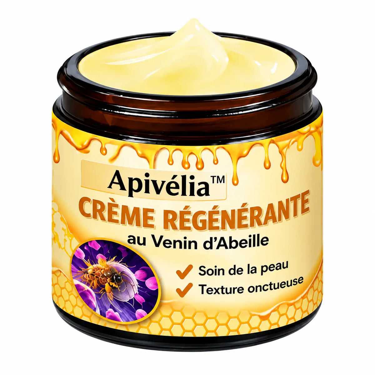 Apivélia™ Crème Régénérante au Venin d’Abeille | Effacez rides et relâchement en 3 minutes !