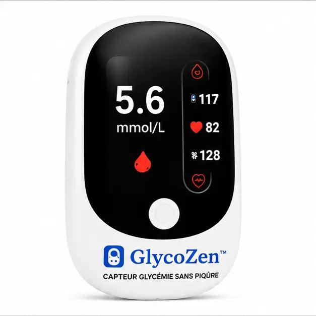 GlycoZen™ Capteur Glycémie Sans Piqûre | Contrôlez votre glycémie en 5 secondes, sans piqûres, sans douleur !