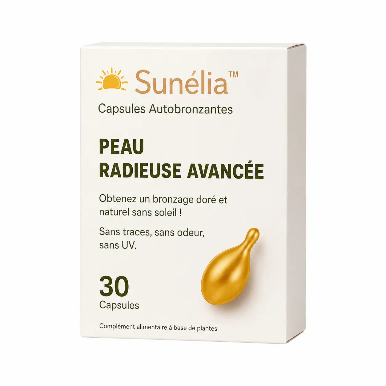 Sunélia™ Capsules Autobronzantes | Obtenez un bronzage éclatant et uniforme en seulement 5 jours sans aucun dommage causé par les UV !