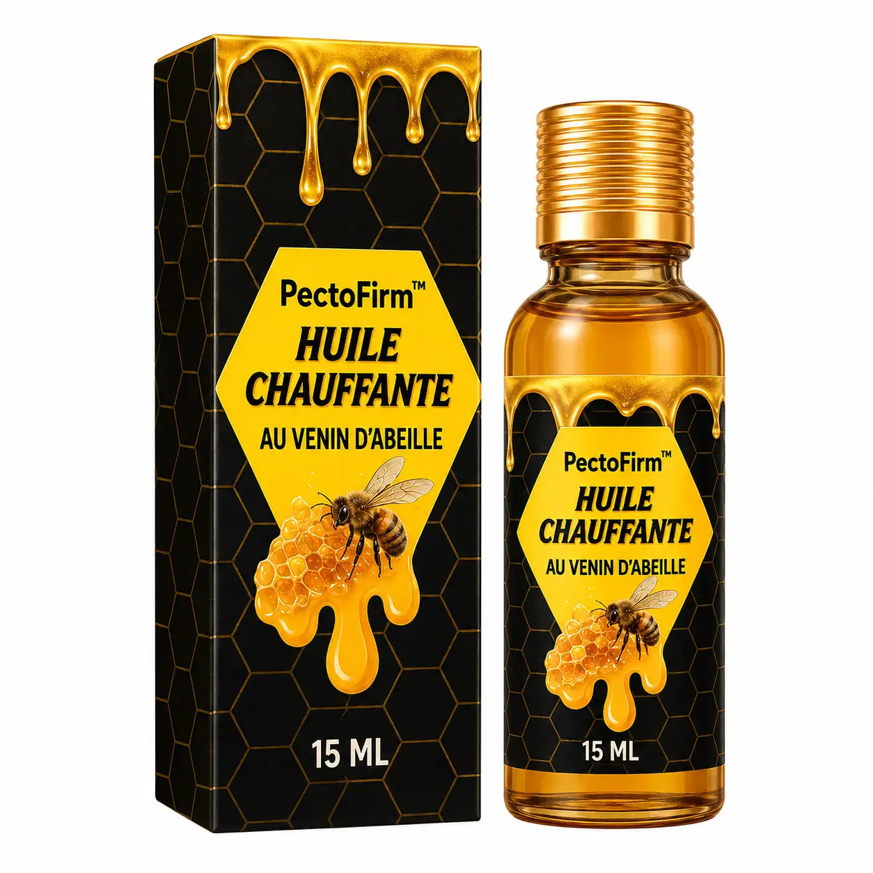 PectoFirm™ Huile Chauffante Gynécomastie au Venin d’Abeille | Réduisez l’effet “seins d’homme” et retrouvez un torse plus plat !