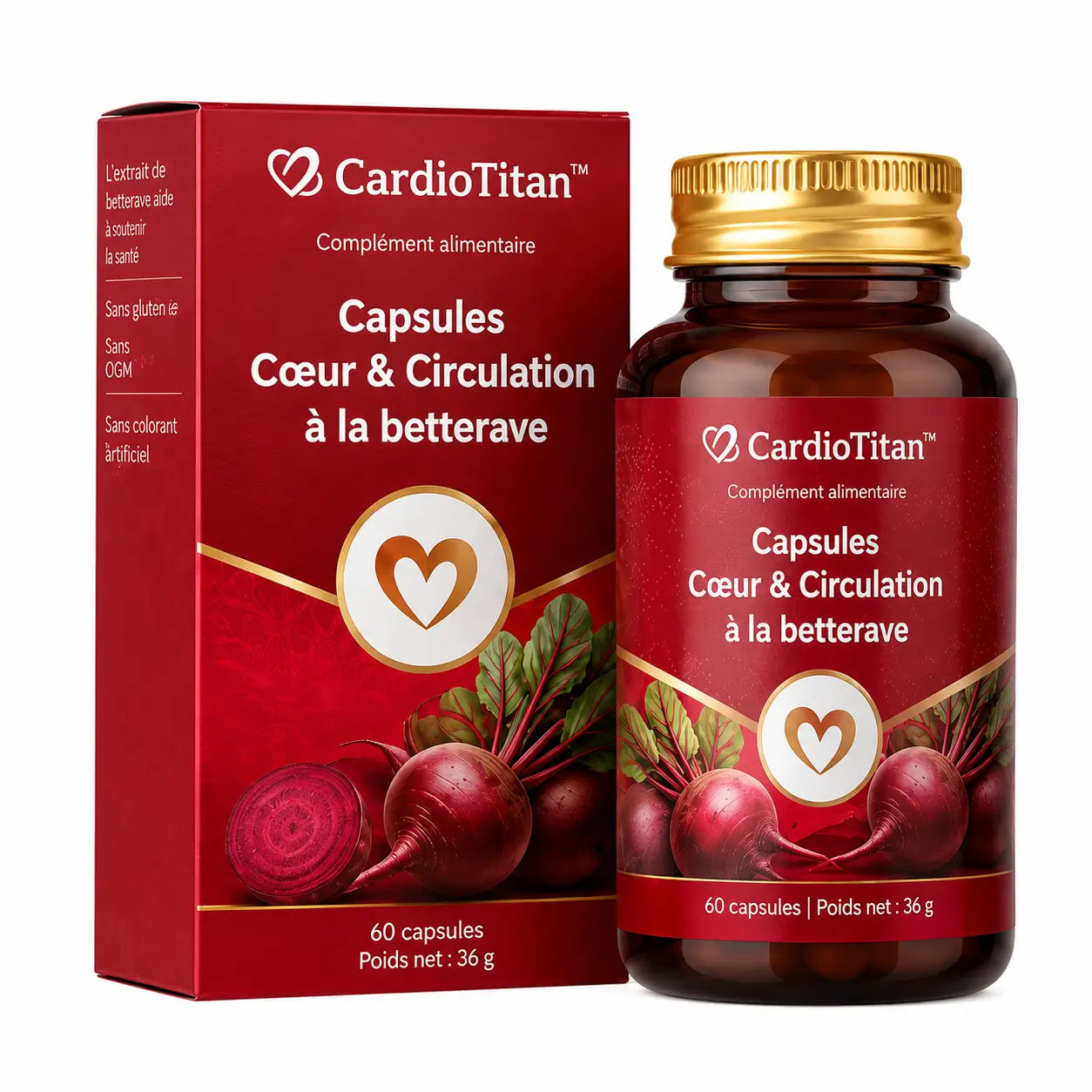 CardioTitan™ Capsules Cœur & Circulation à la betterave | Aidez à nettoyer vos vaisseaux sanguins et à protéger votre cœur en seulement 7 jours !