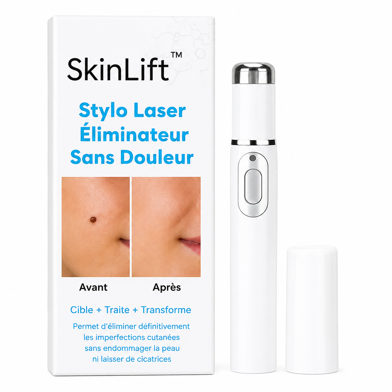 SkinLift™ Stylo Laser Éliminateur Sans Douleur | Efface les verrues et grains de beauté dès la 1ère utilisation!