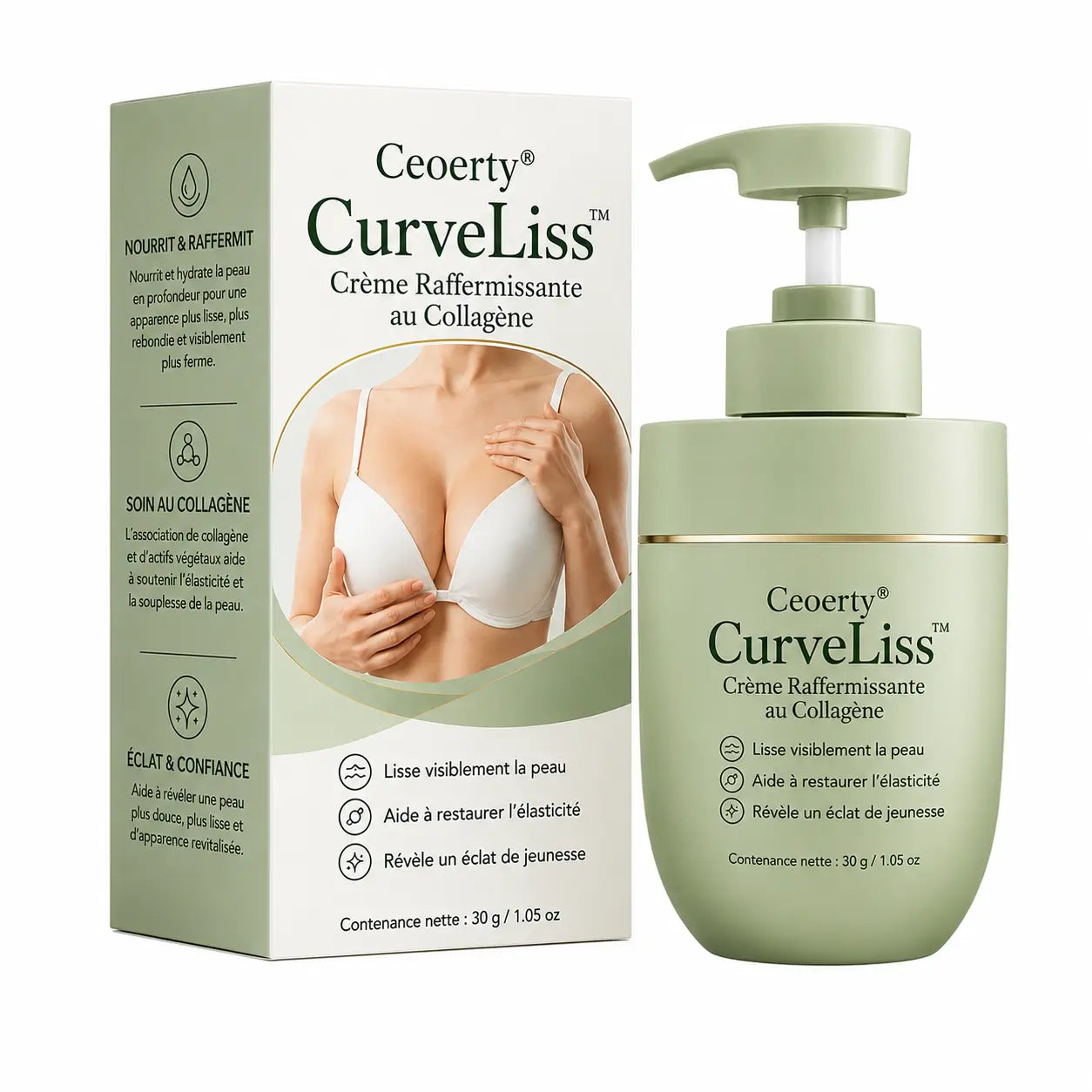 CurveLiss™ Crème Raffermissante au Collagène | Raffermissez vos courbes et retrouvez une silhouette plus lisse, galbée et féminine !