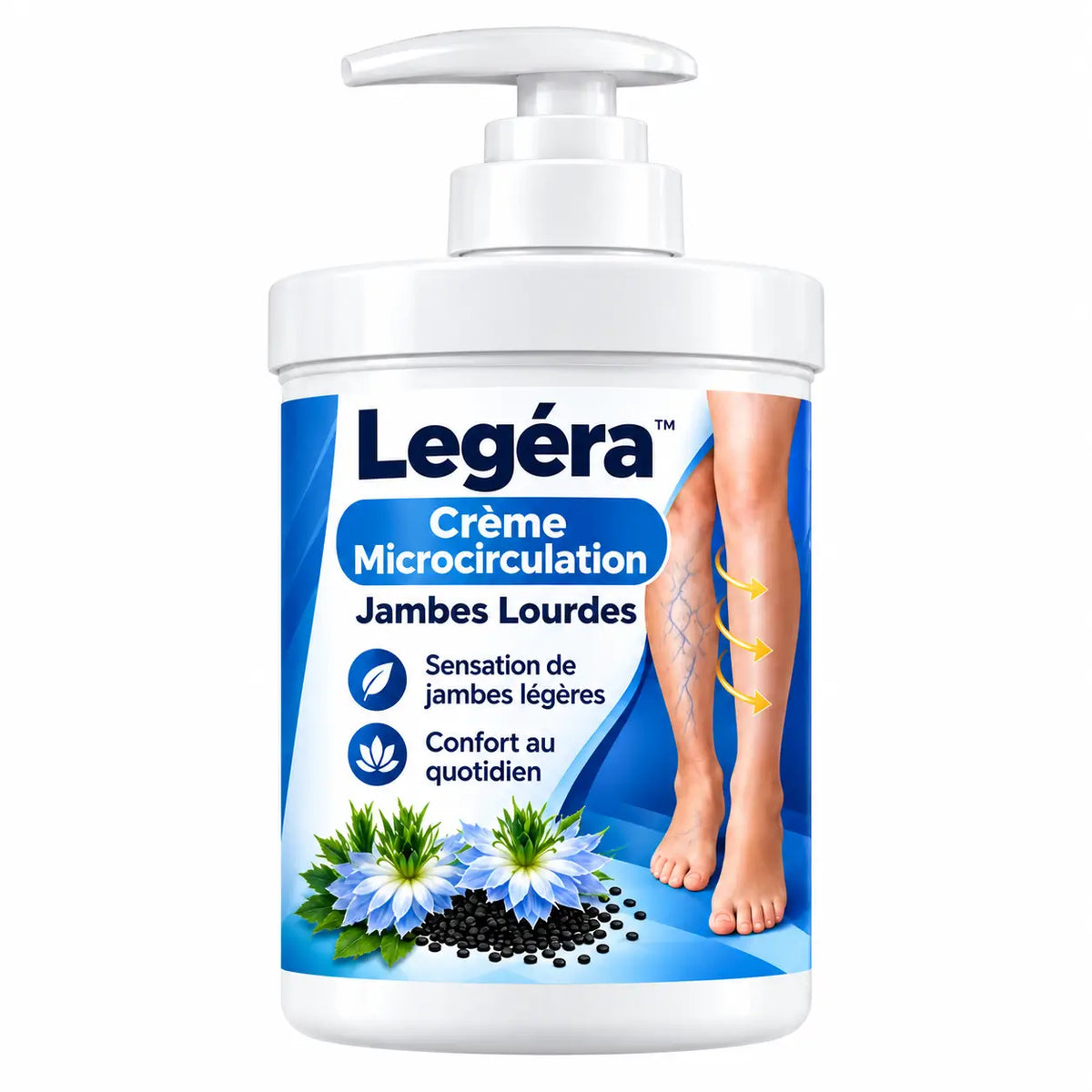 Legéra™ Crème Microcirculation Jambes Lourdes | Dégonflez vos jambes et retrouvez une légèreté immédiate dès la première application !