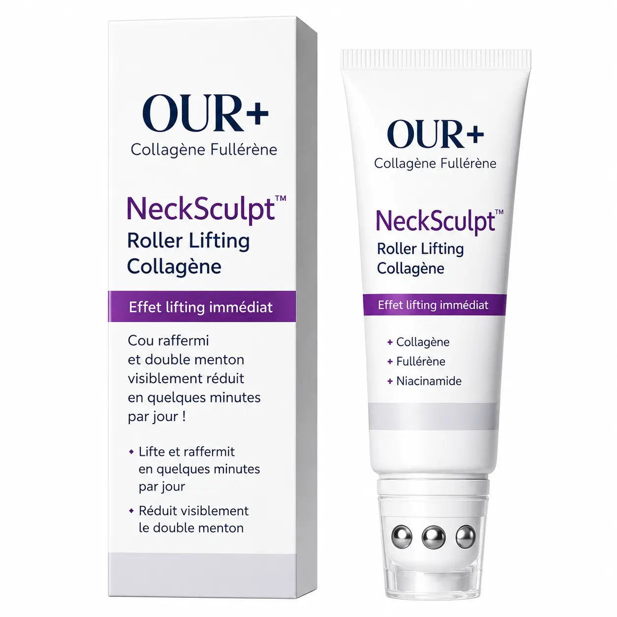 NeckSculpt™ Roller Lifting Collagène | Effet lifting immédiat, cou raffermi et double menton réduit en quelques minutes par jour !