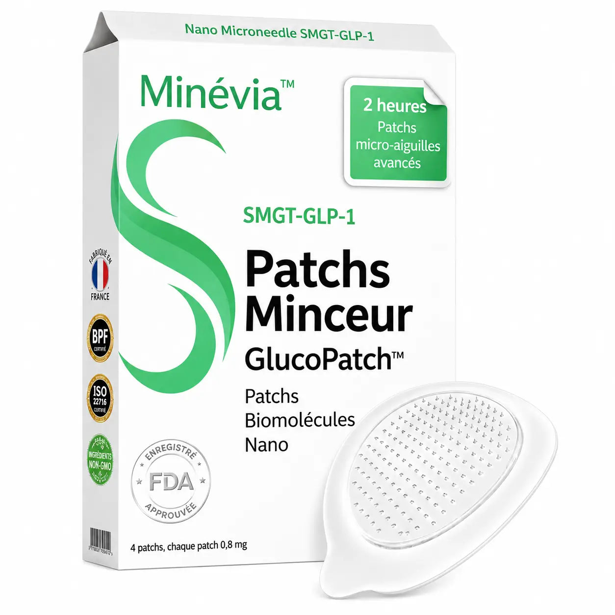 Minévia™ Patchs Minceur Nano Microneedle SMGT-GLP-1 | Élimine les toxines et fait perdre du poids en 10 minutes !