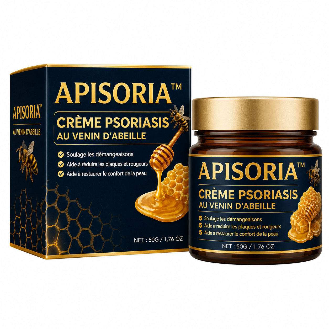 Apisoria™ Crème Psoriasis au Venin d’Abeille | Éliminez plaques, démangeaisons et rougeurs en quelques minutes !