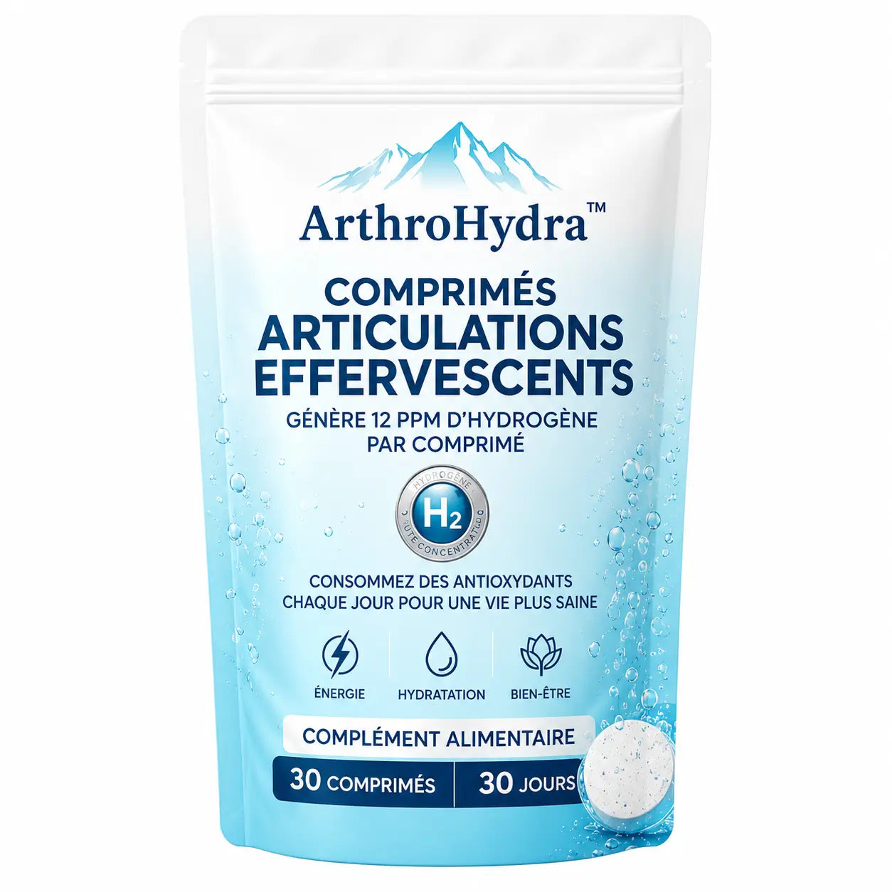 ArthroHydra™ Comprimés Articulations Effervescents | Réparez votre cartilage et retrouvez la mobilité articulaire grâce à l'hydratation cellulaire moléculaire !