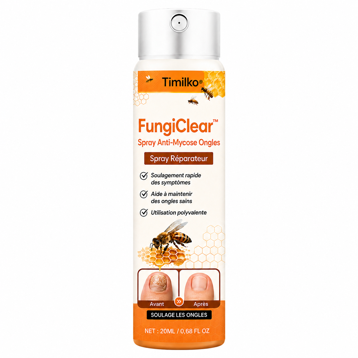 FungiClear™ Spray Anti-Mycose Ongles | Éliminez les champignons à la racine et retrouvez des ongles clairs, sains et propres dès 7 jours !