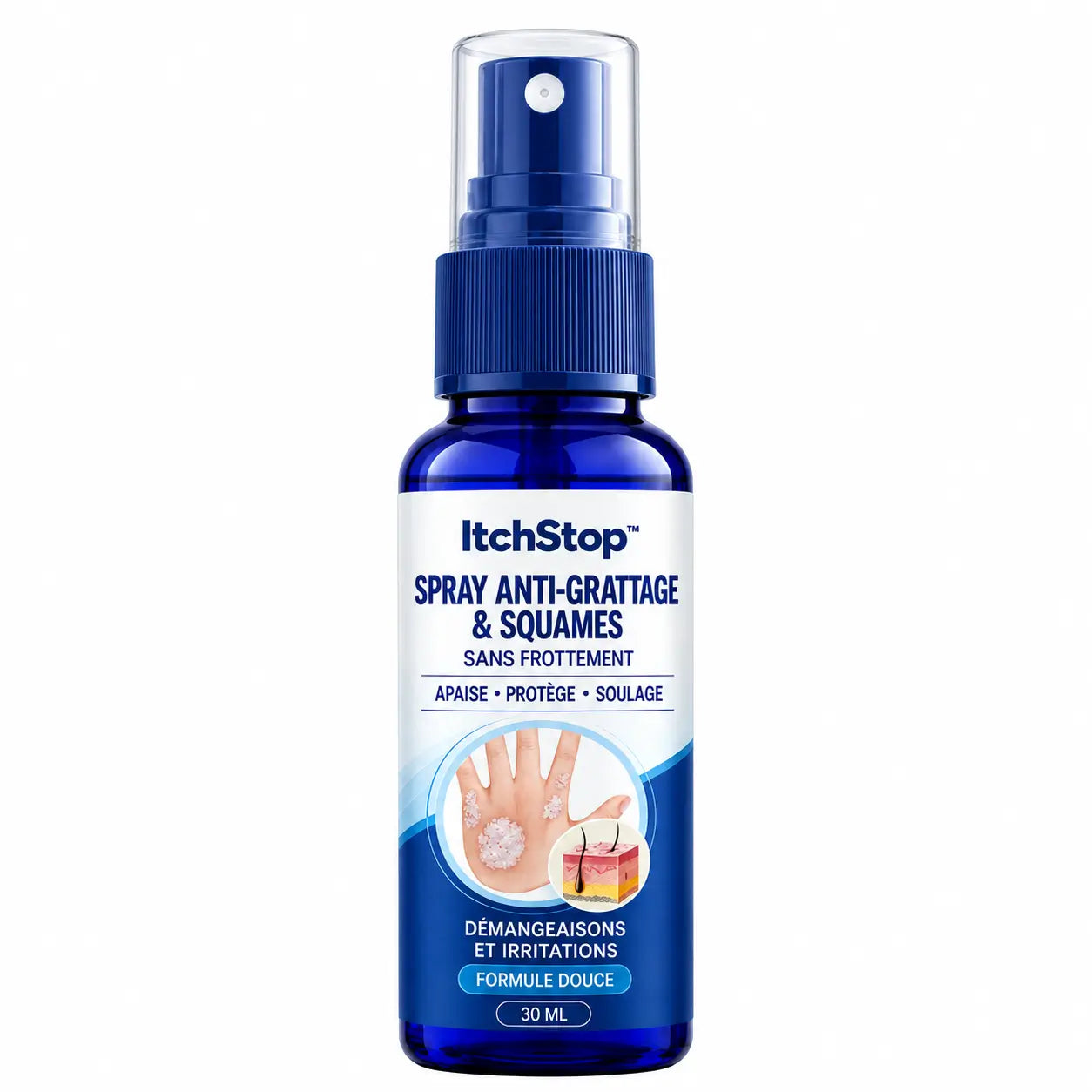 ItchStop™ Spray Anti-Grattage & Squames | Apaisez les démangeaisons et adoucissez les plaques sans frotter !