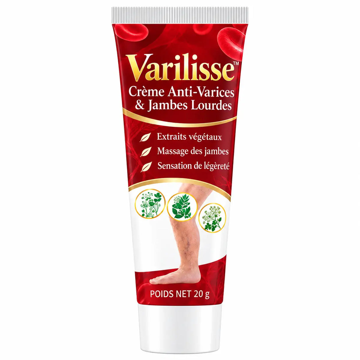 Varilisse™ Crème Anti-Varices & Jambes Lourdes | Effacez l’apparence des veines bleutées et libérez vos jambes lourdes !