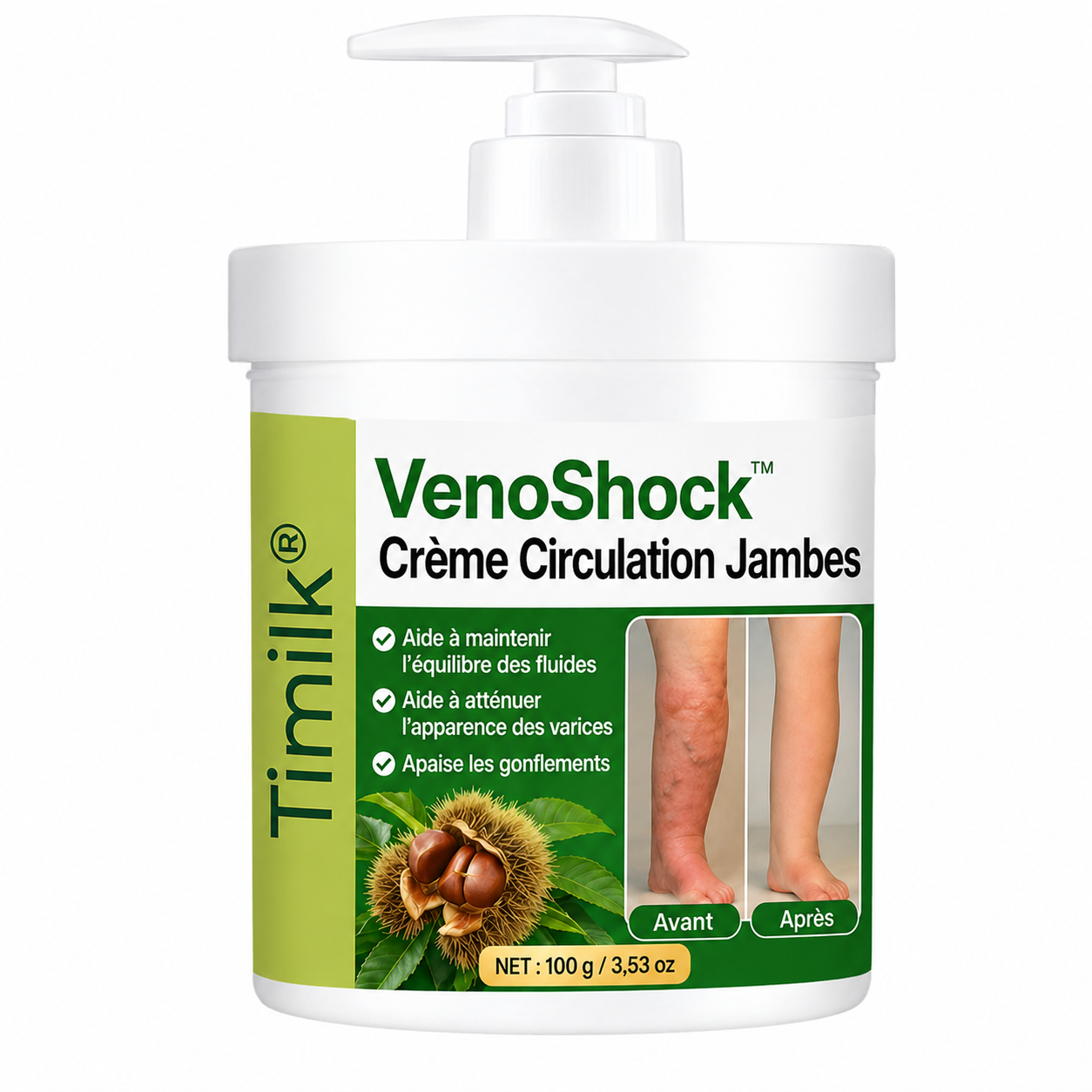 VenoShock™ Crème Circulation Jambes | Éliminez jambes lourdes, douleurs et gonflements en 3 minutes !