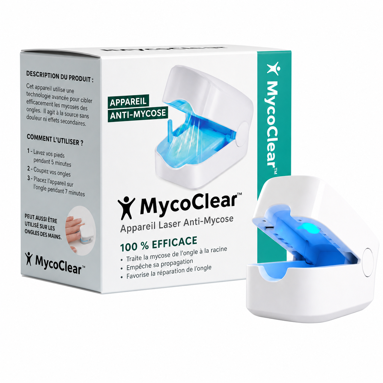 MycoClear™ Appareil Laser Anti-Mycose | Éradiquez les champignons à la racine et retrouvez des ongles sains en 7 jours !