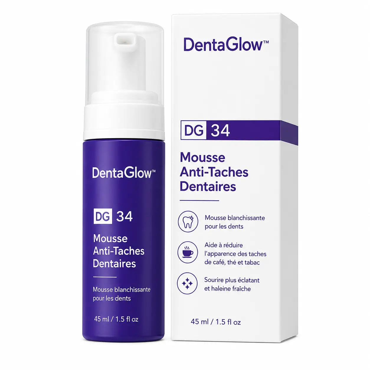 DentaGlow™ Mousse Anti-Taches Dentaires | Supprime le jaune et rend vos dents éclatantes dès la 1ère utilisation!