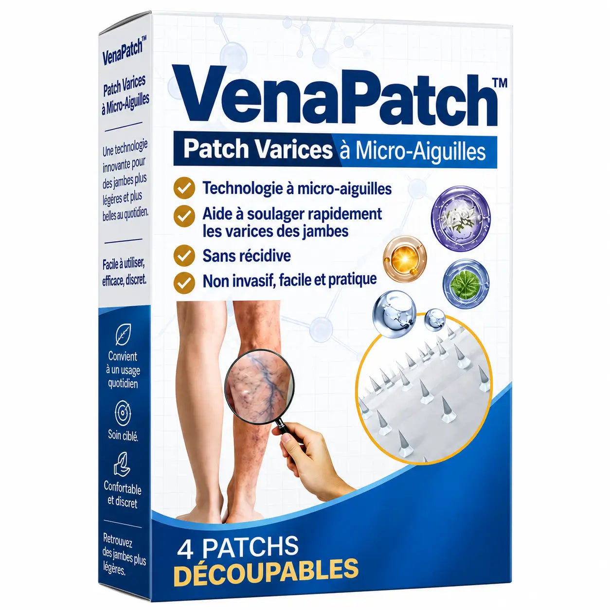 VenaPatch™ Patch Varices à Micro-Aiguilles | Soulagez les jambes lourdes et réduisez les veines visibles en 14 jours !