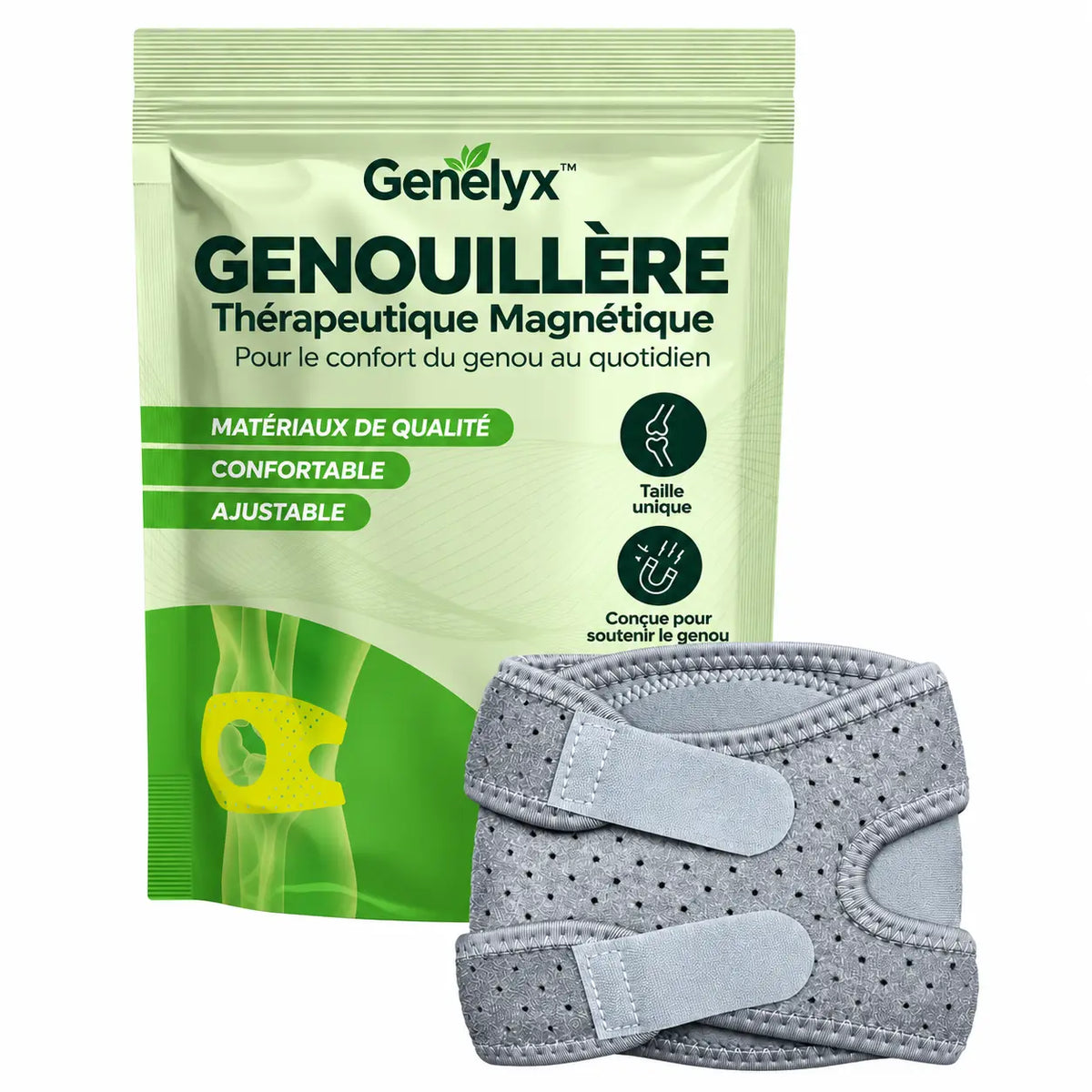 Genélyx™ Genouillère Thérapeutique Magnétique | Éliminez la douleur du genou en 3 minutes !