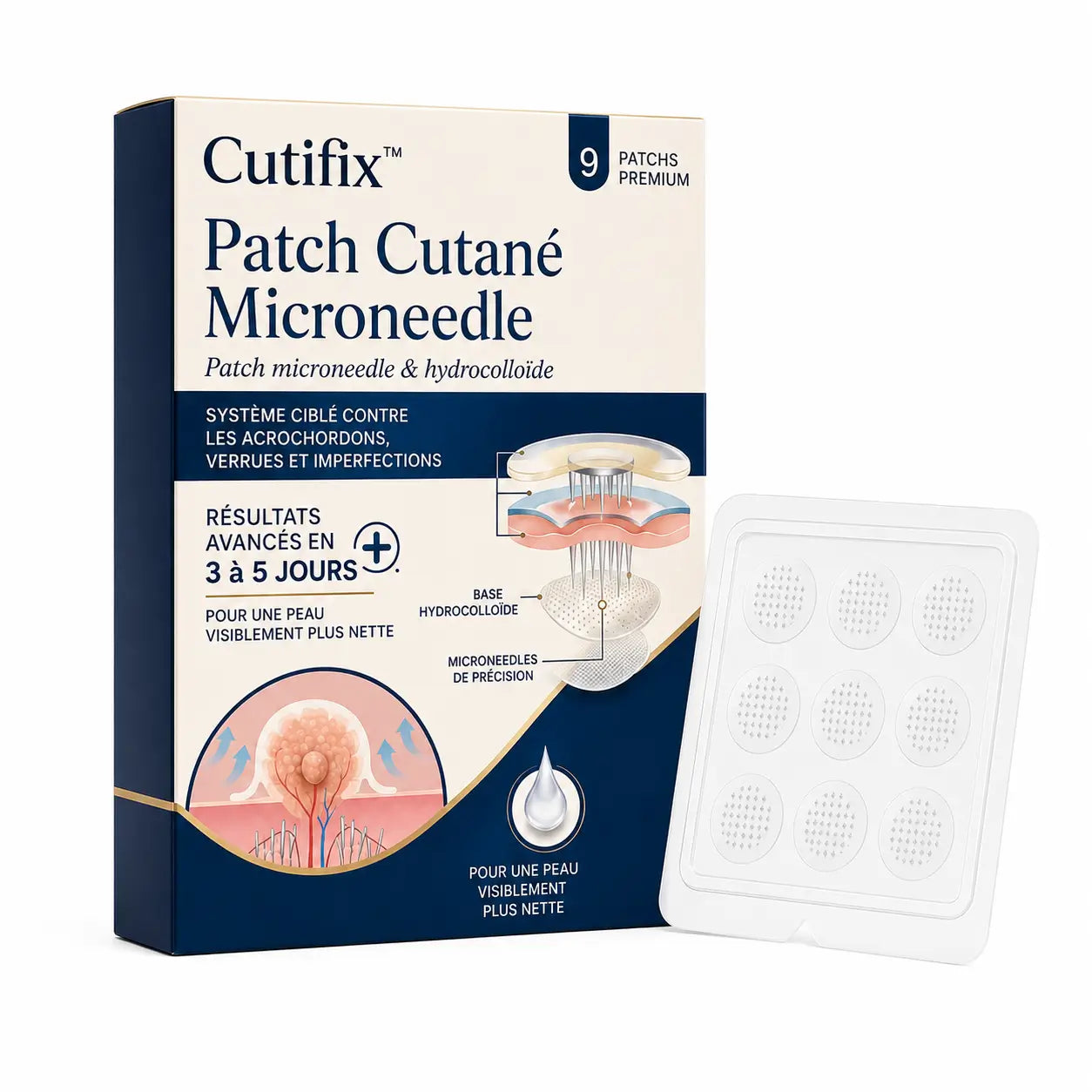 Cutifix™ Patch Cutané Microneedle | Ciblez les imperfections tenaces en 5 jours sans acides agressifs !