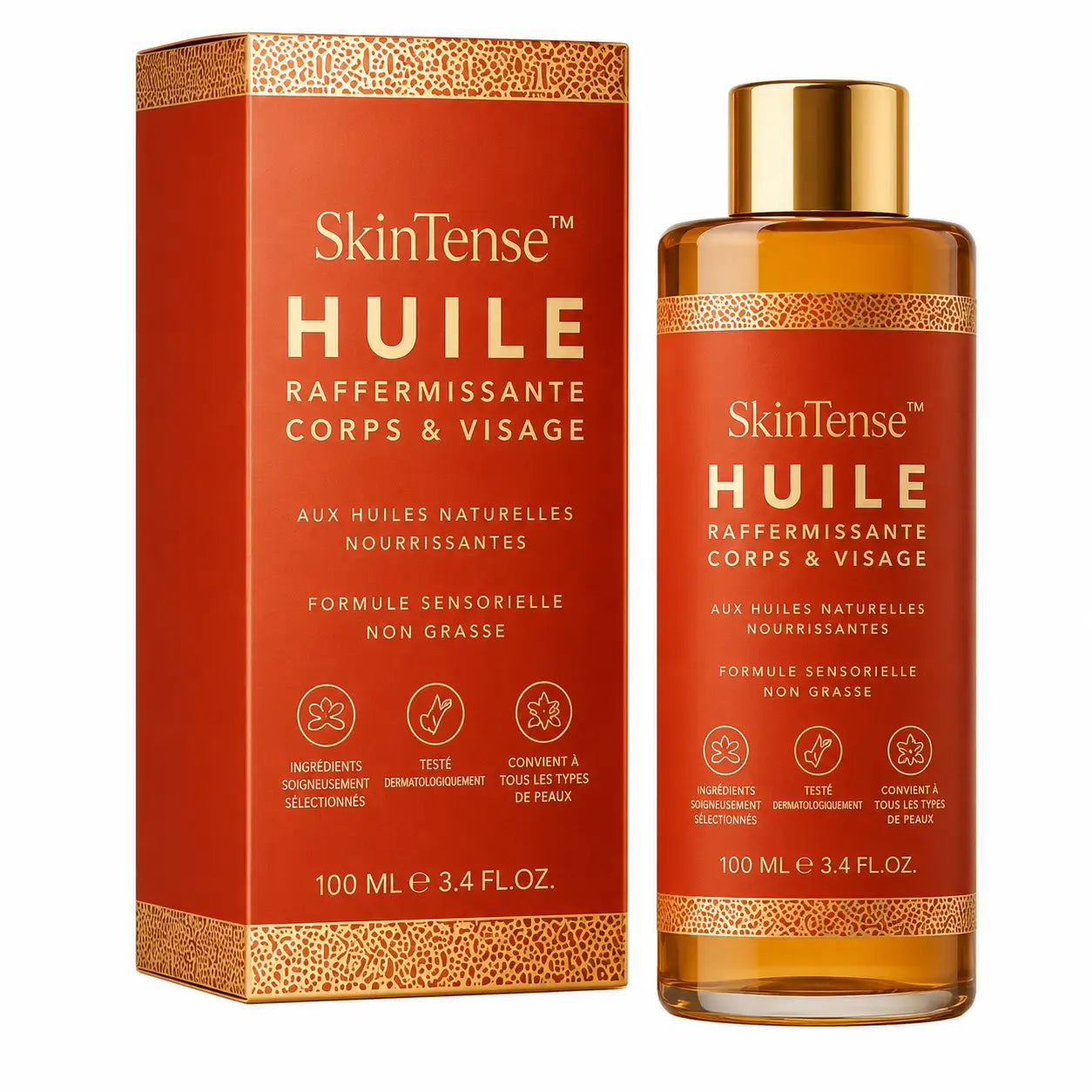 SkinTense™ Huile Raffermissante Corps & Visage | Retend la Peau Flasque en 24h, Sans Aiguilles ni Chirurgie!