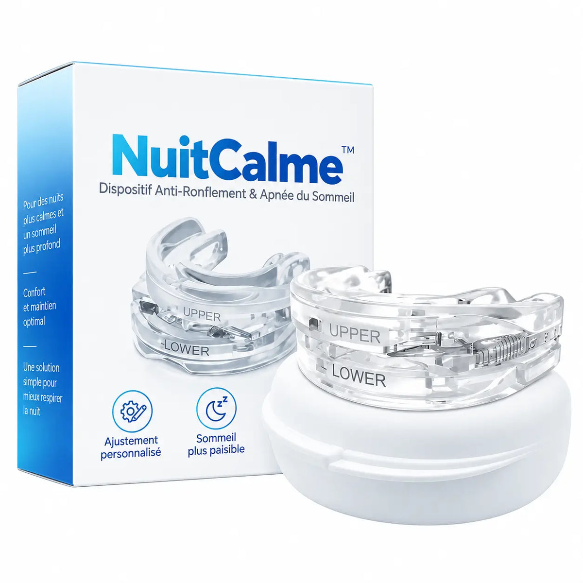 NuitCalme™ Dispositif Anti-Ronflement & Apnée du Sommeil | Respirez librement et dormez profondément dès la première nuit !