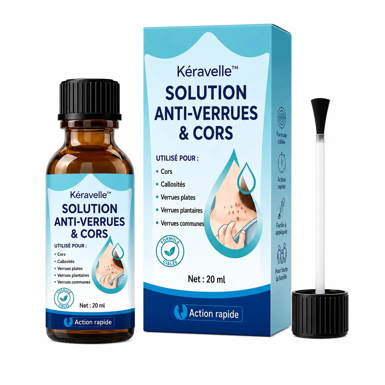 Kéravelle™ Solution Anti-Verrues & Cors | Élimine les verrues tenaces en 7 jours, sans douleur ni cryothérapie !