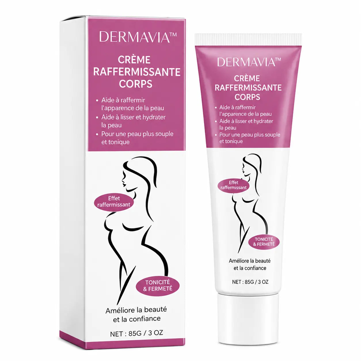 Dermavia™ Crème Raffermissante Corps | Augmente visiblement vos formes en quelques minutes !