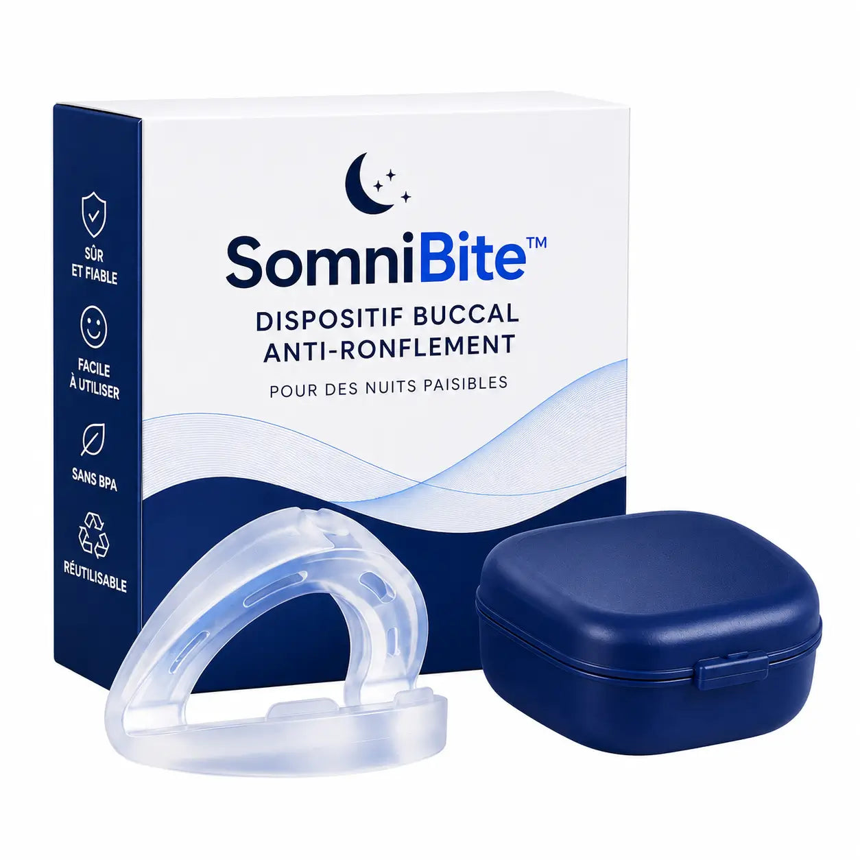 SomniBite™ Dispositif Buccal Anti-Ronflement | Avancez la mâchoire, libérez la respiration et dormez profondément dès la première nuit !