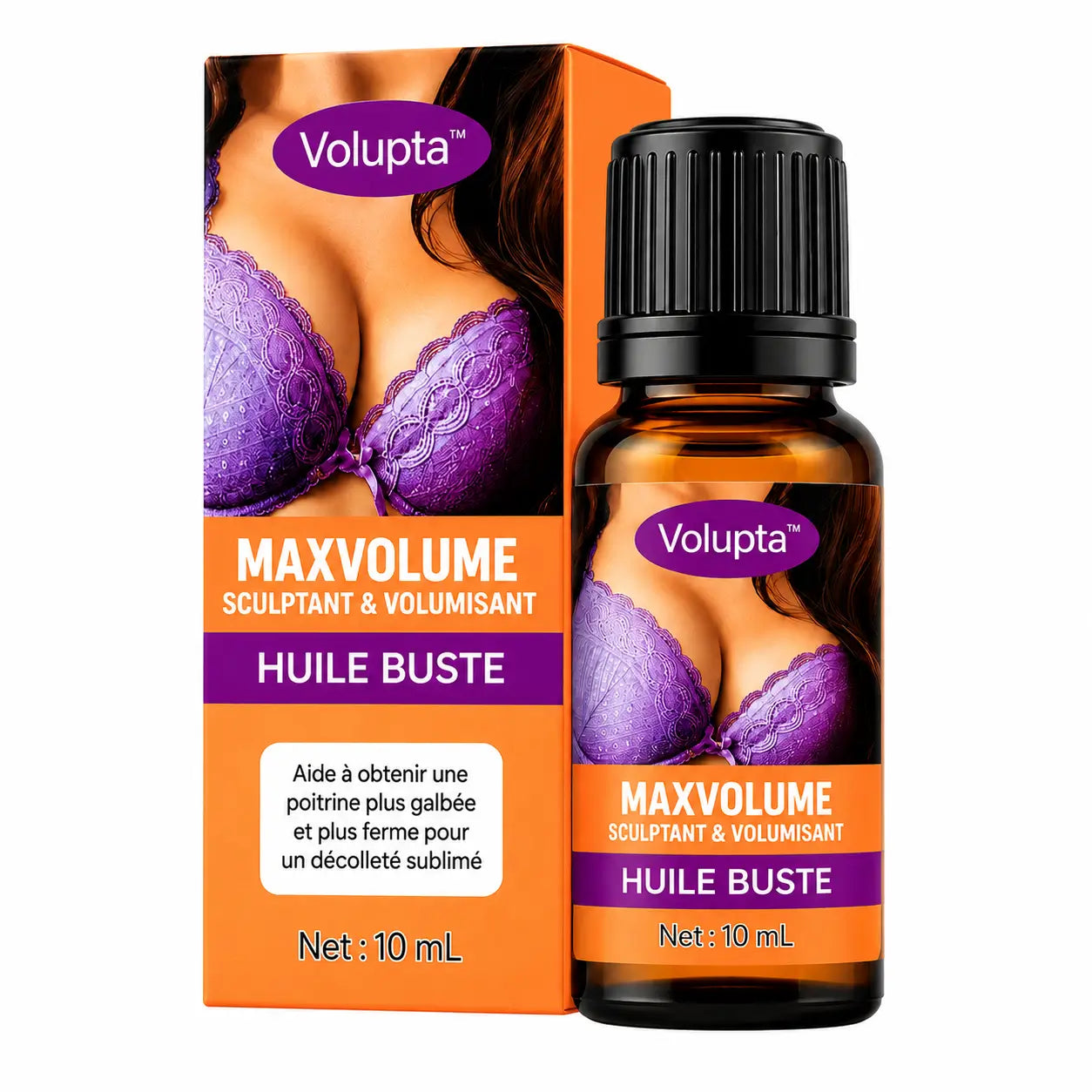 Volupta™ Huile Buste MaxVolume | +1 Bonnet en 21 jours, Des Seins Plus Gros, Plus Fermes et Relevés Sans Chirurgie !