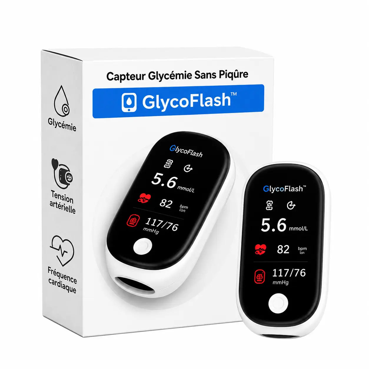 GlycoFlash™ Capteur Glycémie Sans Piqûre | Vérifiez votre sucre en 5 secondes, sans sang ni douleur !