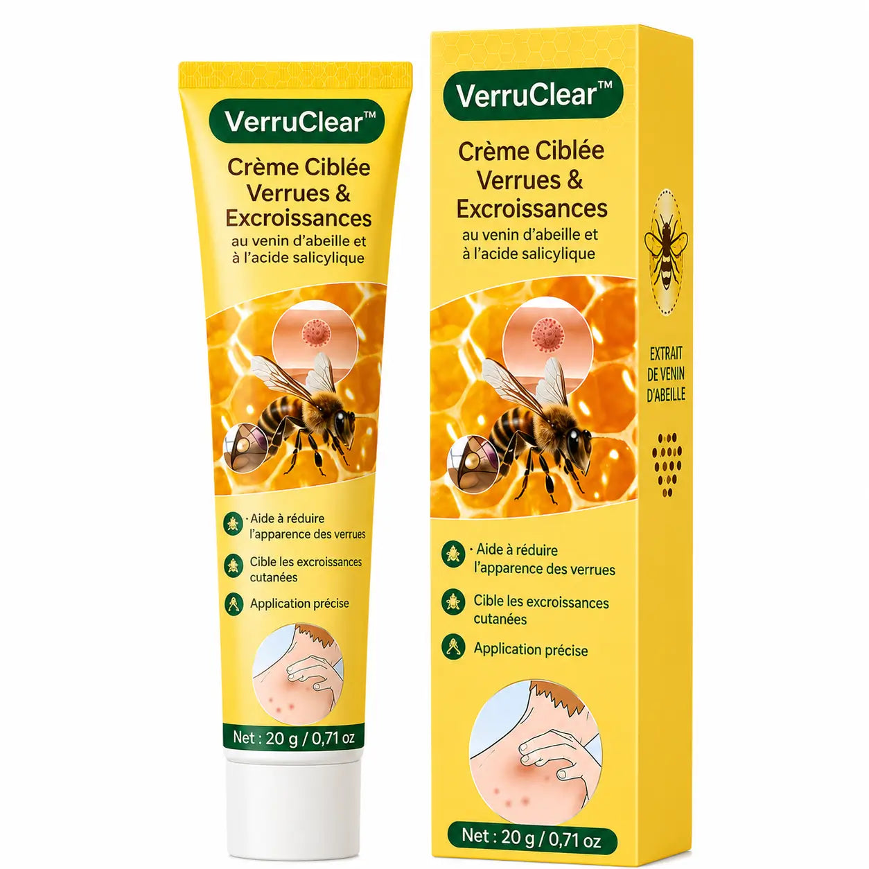 VerruClear™ Crème Ciblée Verrues & Excroissances | Lisse la peau en quelques jours et aide à faire disparaître les zones visibles !