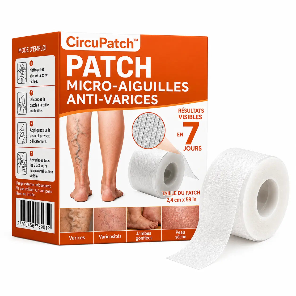 CircuPatch™ Patch Micro-Aiguilles Anti-Varices | Soulagez jambes lourdes, gonflements et veines visibles en 7 jours, sans chirurgie ni bas de contention !