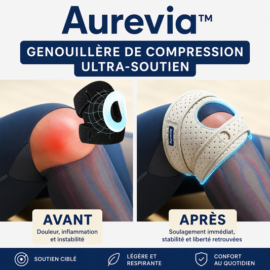 Aurevia™ Genouillère de Compression Ultra-Soutien | Supprimez vos douleurs de genoux en 3 minutes – sans médicaments!