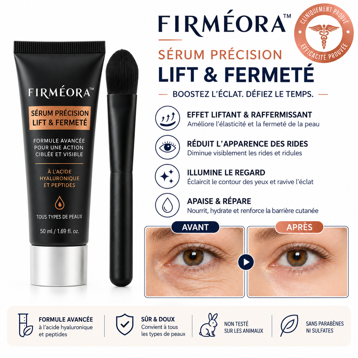 Firméora™ Sérum Précision Lift & Fermeté | Efface vos rides et retend la peau en 7 minutes!