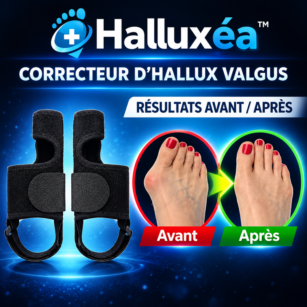 Halluxéa™ Correcteur Hallux Valgus Professionnel | Redressez vos orteils déformés en seulement 7 jours !