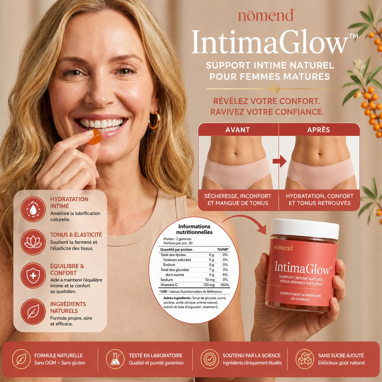 IntimaGlow™ Gommes Sécheresse Intime | Retrouvez une humidité naturelle et une intimité sans douleur dès 3 semaines !