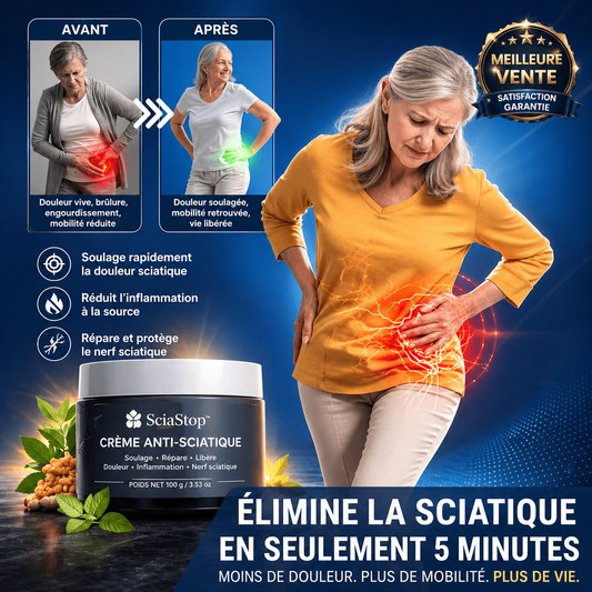 SciaStop™ Crème Anti-Sciatique | Éradiquez vos douleurs à la hanche et au dos en 5 minutes chrono !
