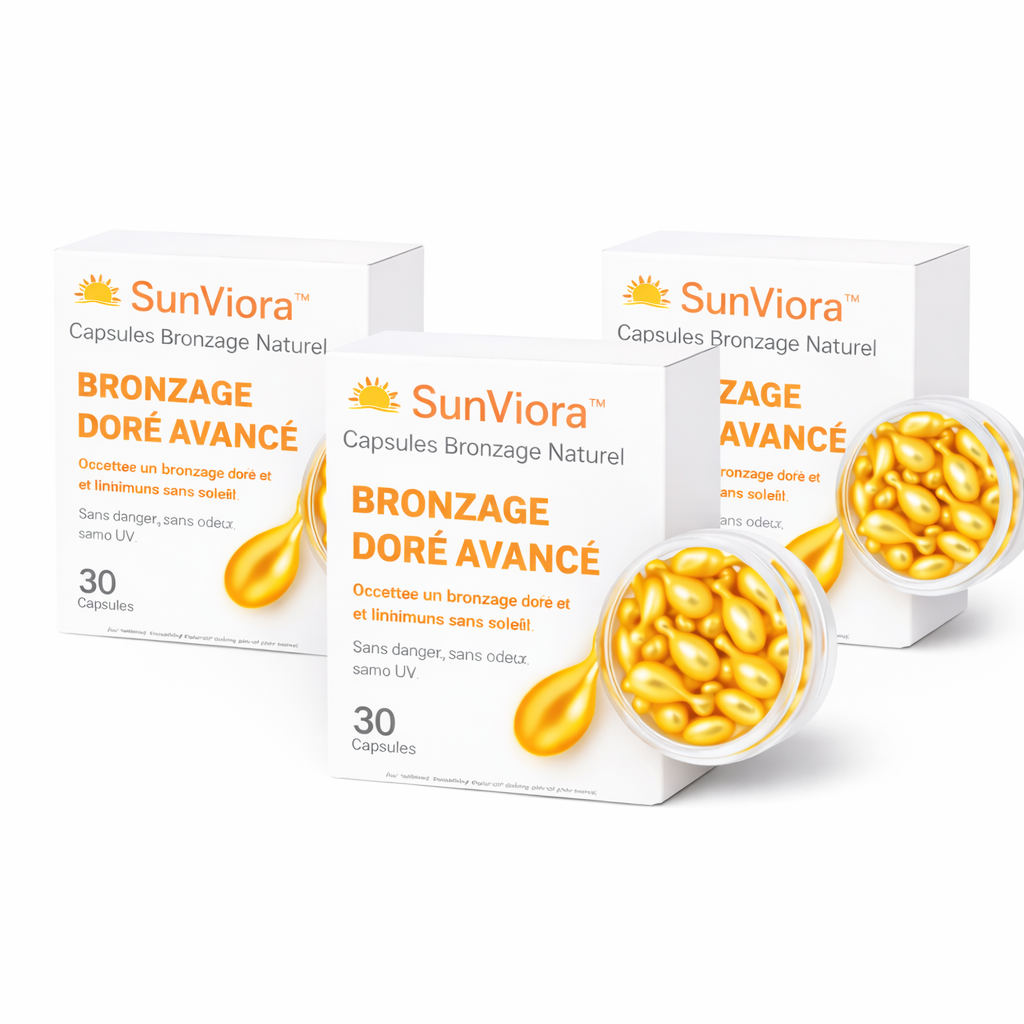 SunViora™ Capsules Bronzage Naturel | Obtenez un bronzage doré et uniforme en seulement 5 jours !