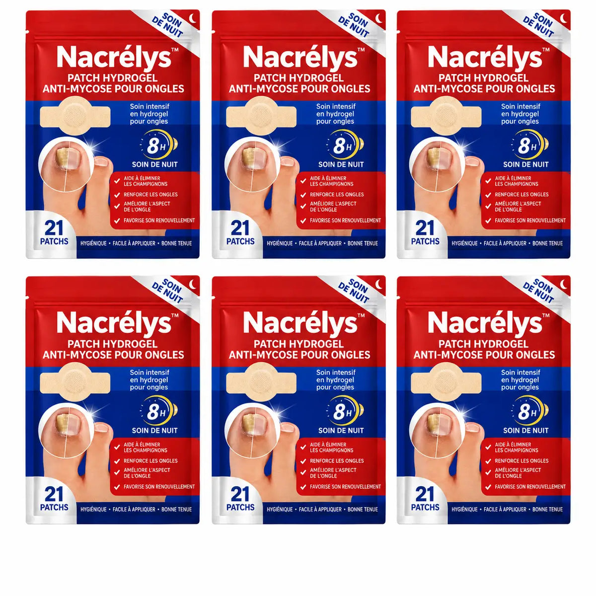 Nacrélys™ Patch Hydrogel Anti-Mycose pour Ongles | Effacez l’aspect jaune, épais et abîmé pendant votre sommeil !