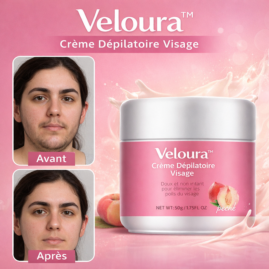 Veloura™ Crème Dépilatoire Visage | Une peau parfaitement lisse en 5 minutes chrono !