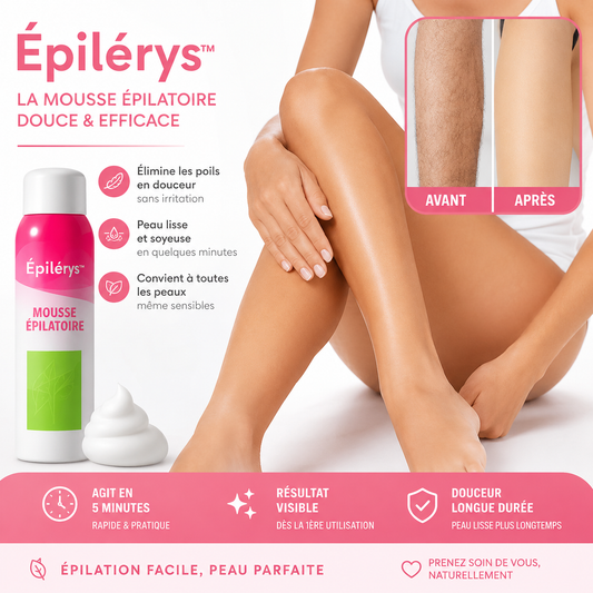 Épilérys™ Mousse Épilation | Éliminez 100 % des poils en 3 minutes, sans douleur ni repousse pendant 21 jours!