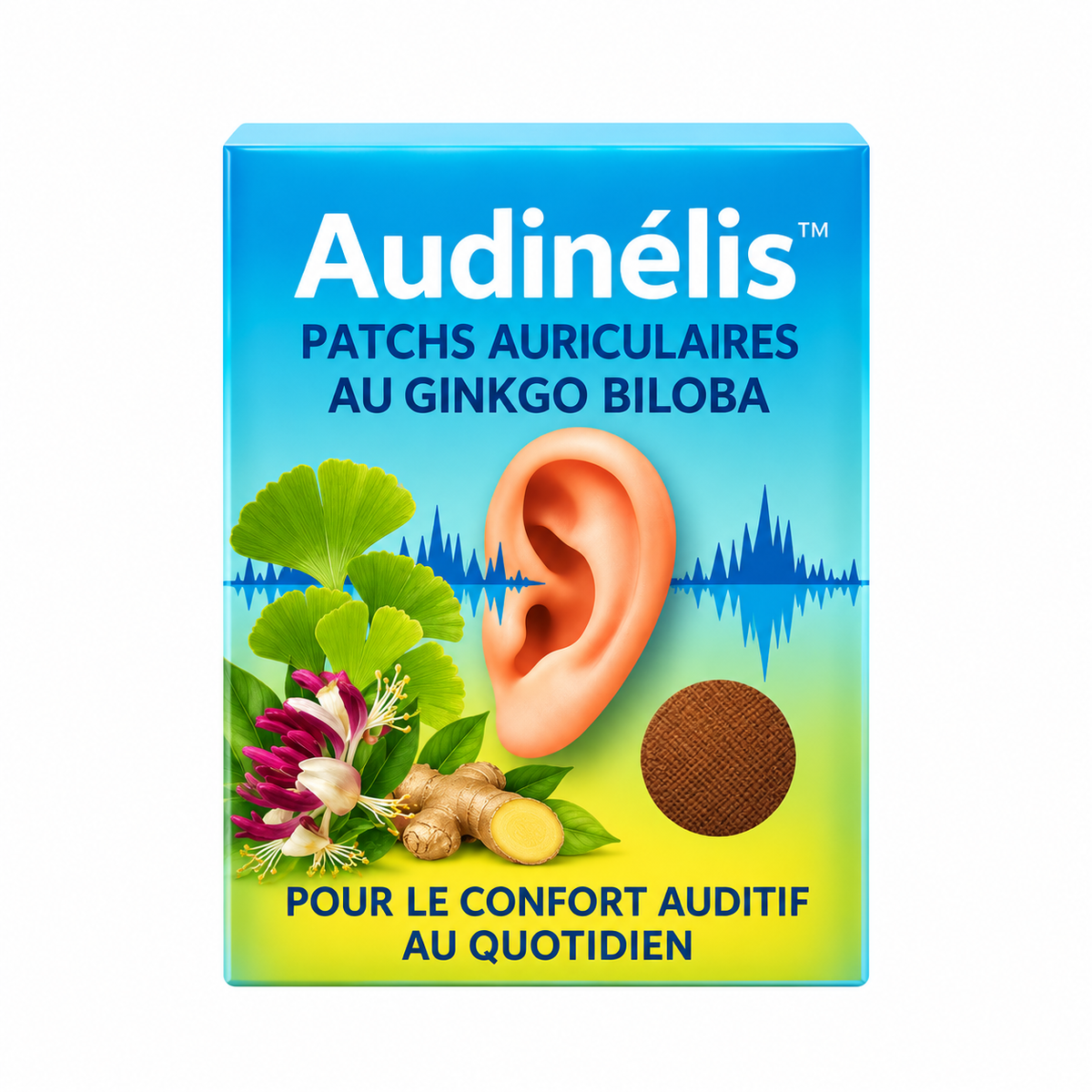 Audinélis™ Patchs Auriculaires au Ginkgo Biloba | Élimine les acouphènes en 7 heures – sans médicament ni appareil auditif!