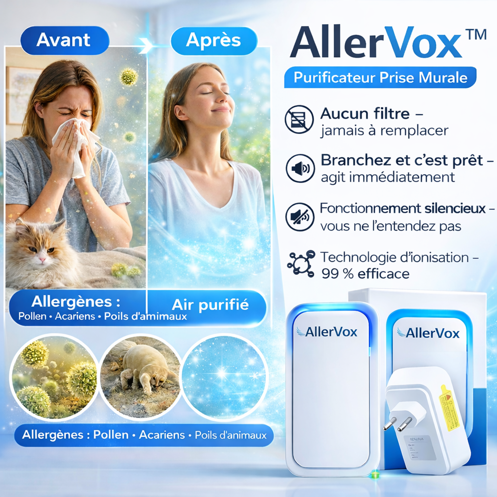 AllerVox™ Purificateur Prise Murale | Éliminez 99% des acariens et allergènes dès le premier jour !