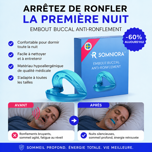 Somniora™ Embout Buccal Anti-Ronflement | Stoppez les ronflements dès la 1re nuit, ou dormez seul à vie!