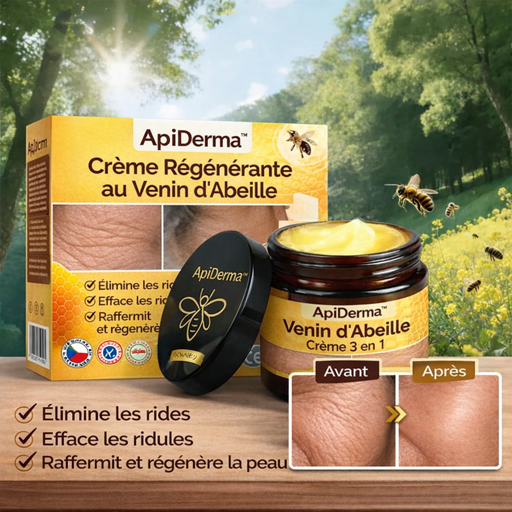 ApiDerma™ Crème Régénérante au Venin d’Abeille | Réparez votre peau et effacez les signes de l’âge en 3 minutes !