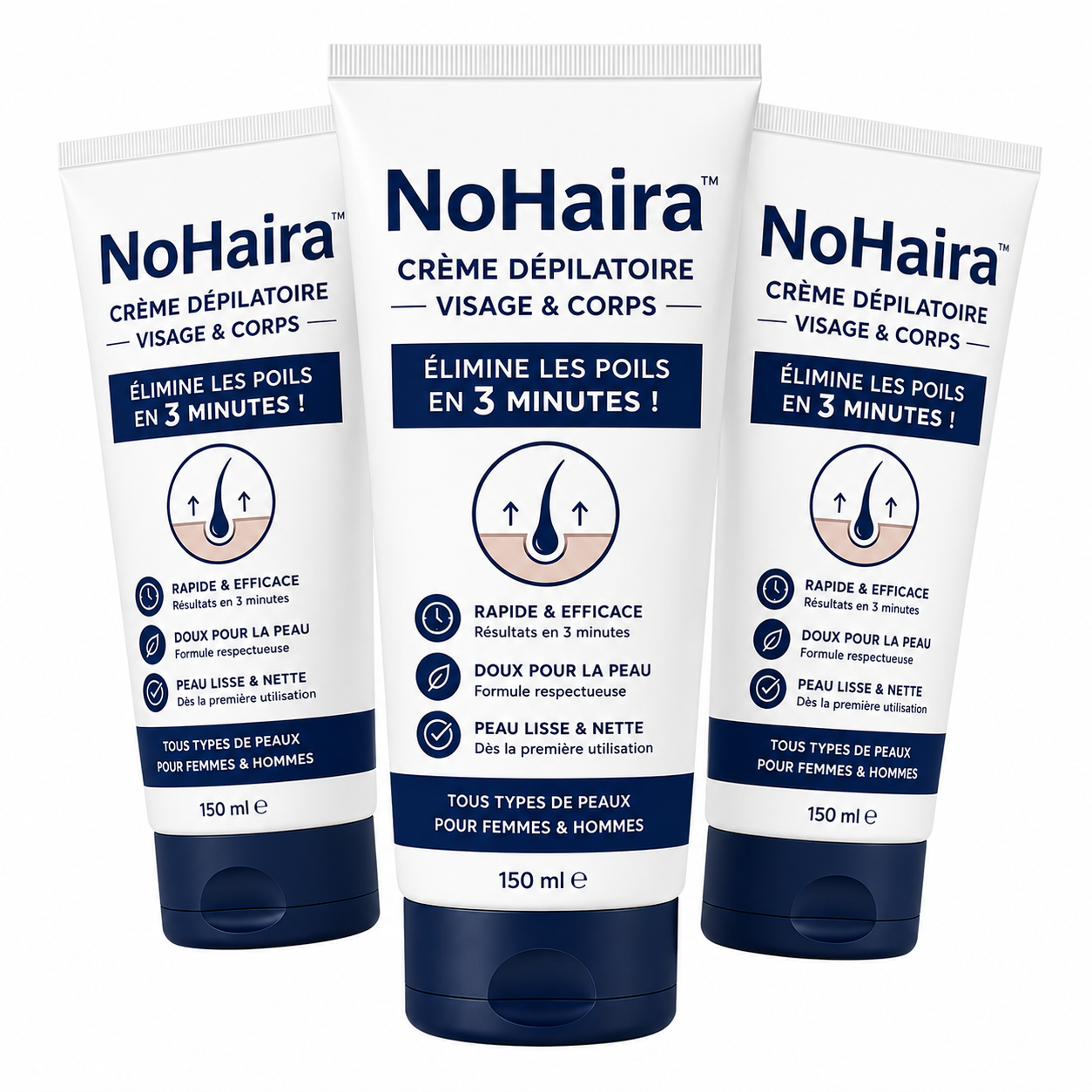 NoHaira™ Crème Dépilatoire Visage & Corps | Éliminez tous vos poils en 3 minutes !