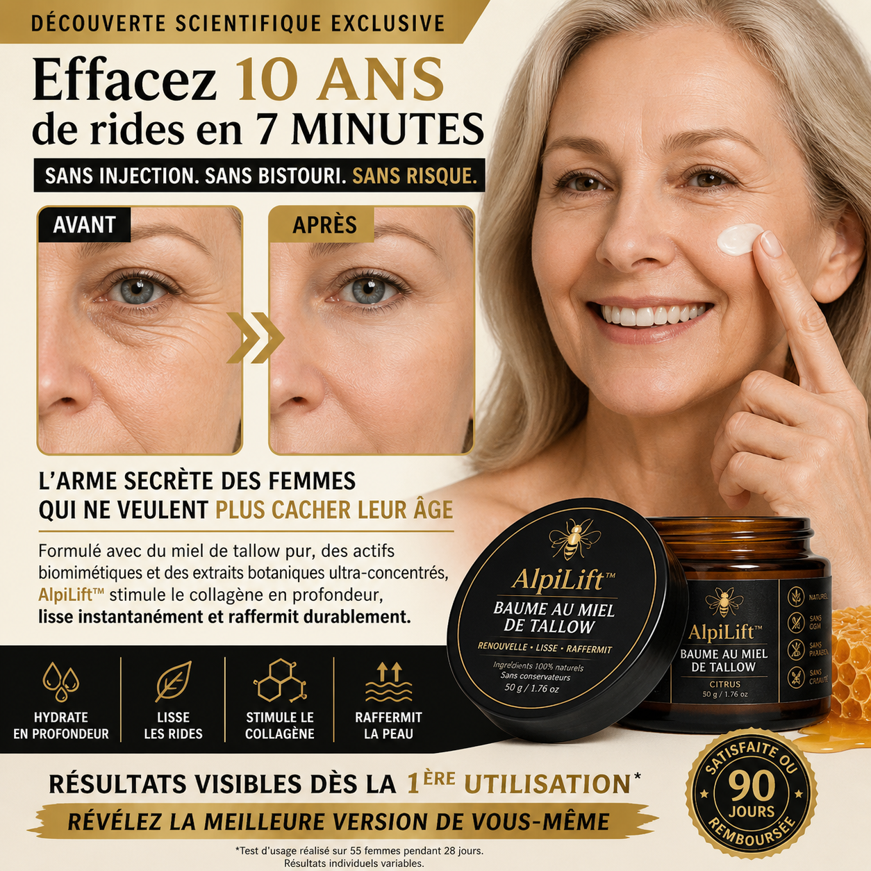 AlpiLift™ Crème Anti-Âge à la Mousse des Alpes | Effacez 97% de vos rides et rajeunissez votre visage en 7 jours chrono !