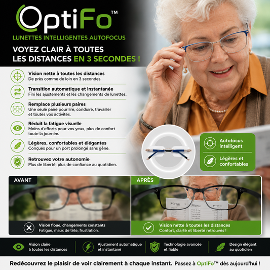 OptiFo™ Lunettes Intelligentes Autofocus | Voyez clair à toutes les distances en 3 secondes !