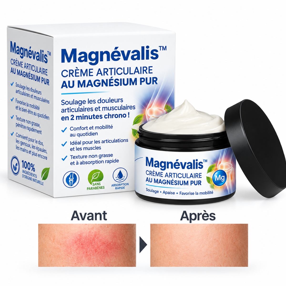 Magnévalis™ Crème Articulaire au Magnésium Pur | Soulage arthrite et douleurs chroniques en 2 minutes chrono!