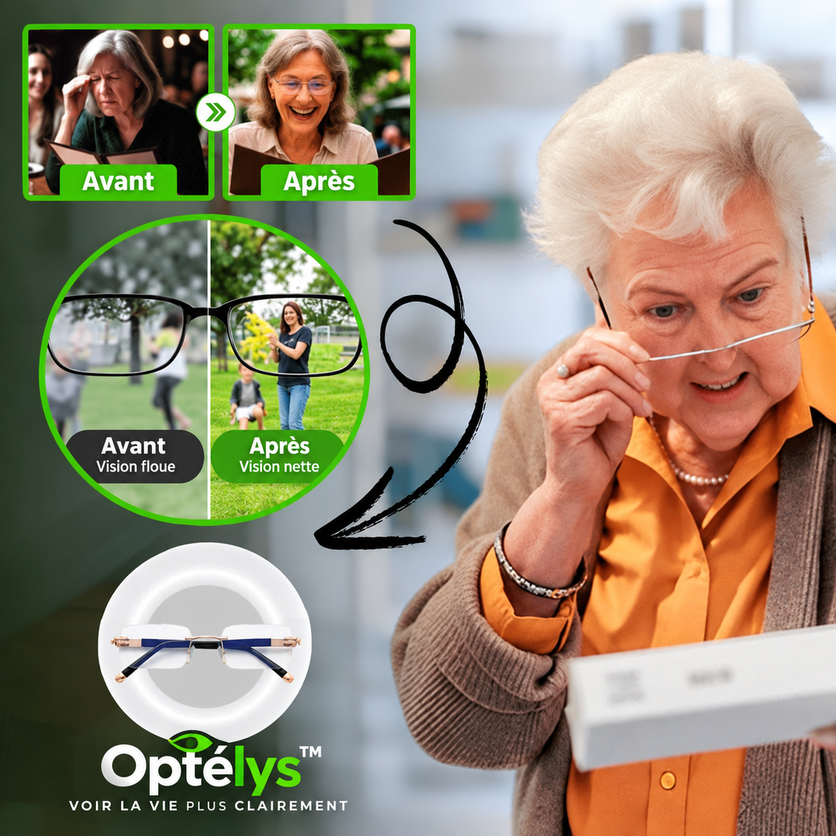 Optélys™ Lunettes Intelligentes Auto-Ajustables | Voyez net à toutes les distances sans ordonnance ni lunettes hors de prix !