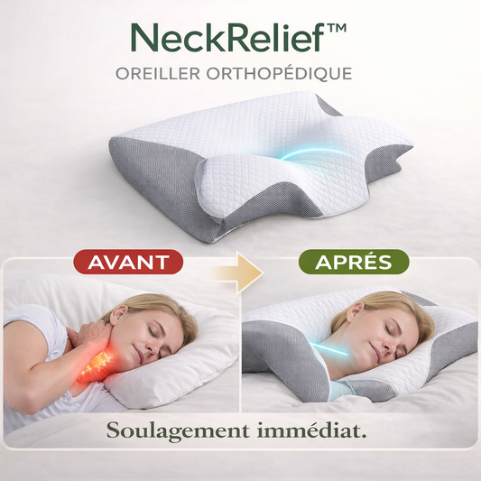 NeckRelief™ Oreiller Orthopédique | Soulage vos douleurs cervicales et réduit les ronflements dès la première nuit !